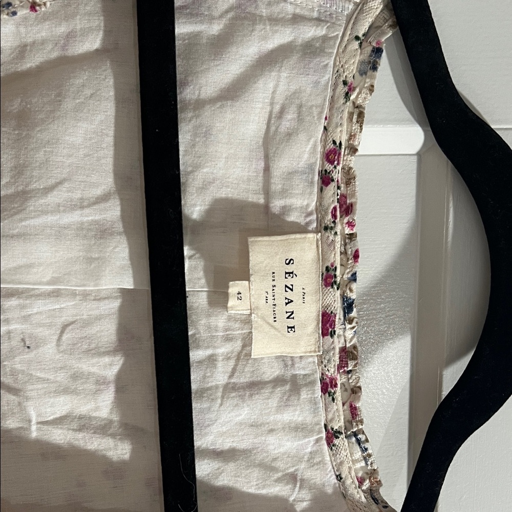 Sezane Floral Patchwork Mini Dress in Cream, Red & Blue - Picture 8 of 12